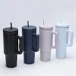40 oz. Insulated Stainless Steel Vacuum Tumbler Handle Straw | https://www.bestnamebadges.com