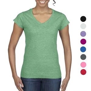 Gildan 100% Cotton Preshrunk Softstyle Ladies V-Neck T-Shirt | https://www.bestnamebadges.com