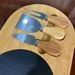 Bamboo Cheese Knife Set W/ Slate Board | https://www.bestnamebadges.com