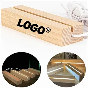 Wooden LED Light Base Night Lamp Acrylic Display Stand