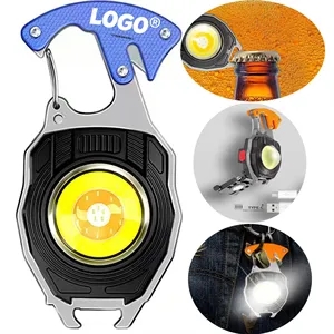 In Stock Rechargeable COB LED Keychain Clip Light With Hook