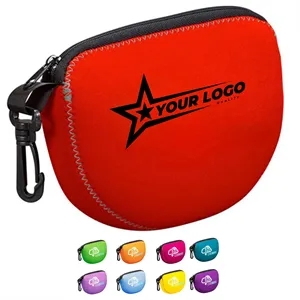 U-Shaped Neoprene Purse With Zippered Coin And Key Bag