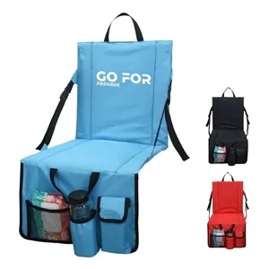 Folding Stadium Seat Cushion With Back Support Cup Holder