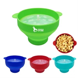 Collapsible Microwave Silicone Popcorn Maker Bowl W/Lid