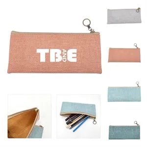 Linen Pencil Pouch Small Zipper Bag