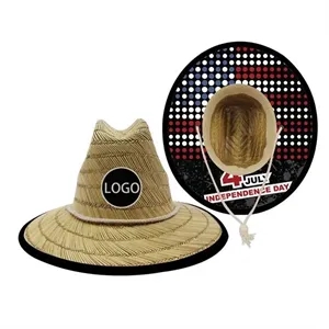 Lifeguard Straw Hat + Full Color Underbrim Imprint and Patch