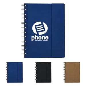 Magnetic Closure Spiral Notebook W/ Sticky Notes & Pen