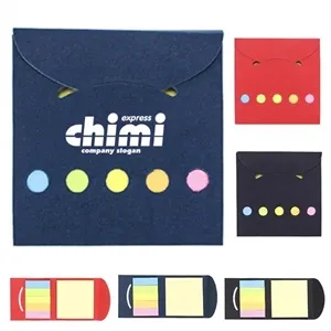 Mini Kraft Paper Cover Sticky Note Memo Pad W/ Color Sticker