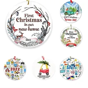 3" Round Ceramic Ornaments with String