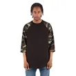 Shaka Wear Adult Three-Quarter Sleeve Camo Raglan T-Shirt | https://www.bestnamebadges.com
