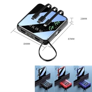 5000mAh Power Bank With 4 Built-In Cables & LED Flashlight