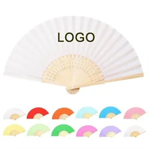 Handheld Paper Fans Paper Folding Fans with Bamboos | https://www.bestnamebadges.com