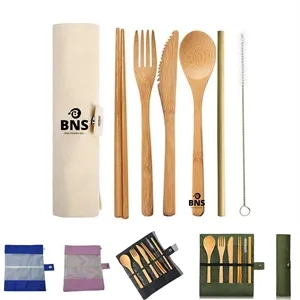 Bamboo Cutlery Set, Bamboo Utensils Set With Pouch