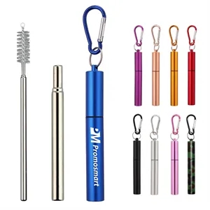 Collapsible Stainless Steel Straw Set | https://www.bestnamebadges.com