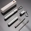 Collapsible Stainless Steel Straw Set | https://www.bestnamebadges.com