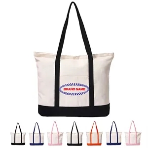 Printed And Embroidered Simple Large Zipper Canvas Bags