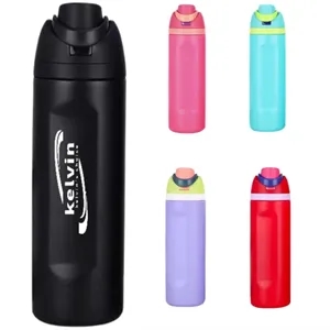 32 oz. Insulated Stainless Steel Water Bottle with Straw | https://www.bestnamebadges.com
