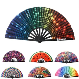Large Bamboo & Nylon Folding Hand Fan