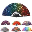 Large Bamboo & Nylon Folding Hand Fan | https://www.bestnamebadges.com