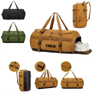 Large 60L Tactical Travel Duffle Bag with Shoe Compartment