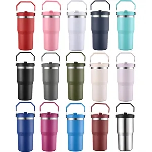 Flip Straw Tumbler with Handle 20 oz Twist On Lid Bottle | https://www.bestnamebadges.com