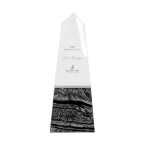Deneb Crystal Obelisk with Marble Base