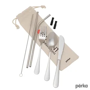 Perka® Castellana 6-Piece Steel Straw & Utensil Set | https://www.bestnamebadges.com