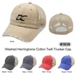 6 Panel Herringbone Low Profile Distressed Trucker Cap | https://www.bestnamebadges.com
