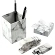 4 Piece Faux Marble Desktop Set | https://www.bestnamebadges.com