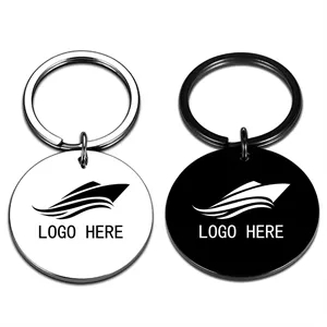 Customized Circular Stainless Steel Keychain Logo