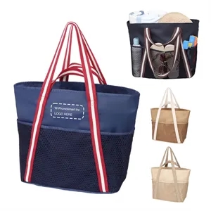 Beach Mesh Tote Bag | https://www.bestnamebadges.com