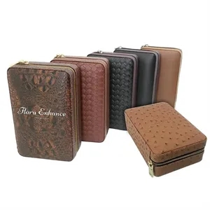 Portable Cigar Box Humidor Travel Leather Case Set