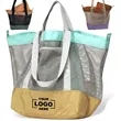 Large Capacity Storage Mesh Pocket Compartment Beach Bag | https://www.bestnamebadges.com