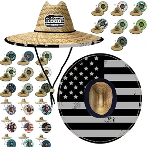 Lifeguard Straw Hat Wide Brim Beach Sun Protection