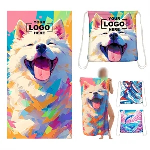 2-In-1 Foldable Beach Towel Integrated Bag For Storage