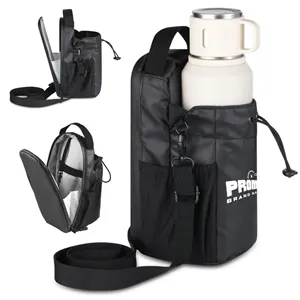 Magnetic Insulated Bottle Bag with Strap and Drawstring | https://www.bestnamebadges.com