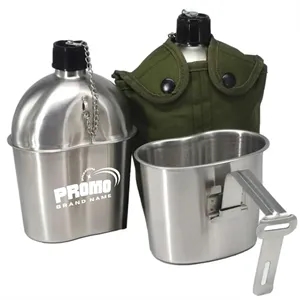 Stainless Steel Canteen Kit with Cup and Carry Pouch | https://www.bestnamebadges.com
