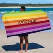 Ultra Soft Oversized Rainbow Striped Beach Towel | https://www.bestnamebadges.com