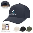 AWARE™ Recycled Cotton Cap with Leatherette Backstrap | https://www.bestnamebadges.com