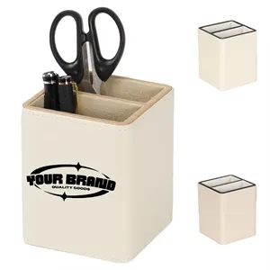Stylish Desk Office Accessory Leather Pen Holder Organizer