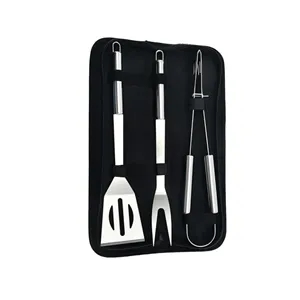 Stainless Steel 3-Piece BBQ Tool Set