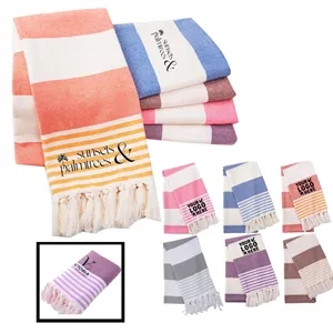 Unique Custom Logo Oversize Cotton Striped Wash Beach Towel | https://www.bestnamebadges.com