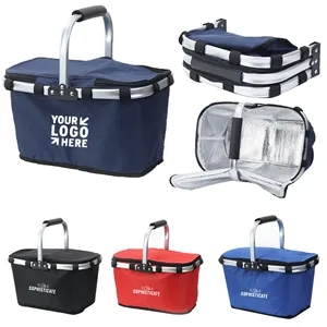 Foldable Alloy Oxford Cooler Picnic Basket for Camping