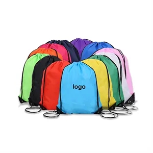 Waterproof Reusable Polyester Drawstring Backpack for Gym