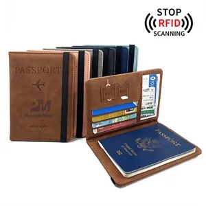 Passport Holder Cover Wallet RFID Blocking Leather Card Case | https://www.bestnamebadges.com