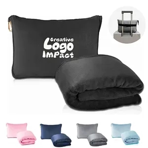 Compact Flannel Travel Blanket with Carry Bag