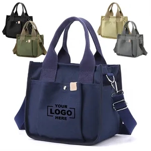Portable Canvas Tote Bag Shopping Beach Travel