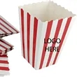 Mini Red and White Striped Popcorn Boxes | https://www.bestnamebadges.com