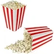 Mini Red and White Striped Popcorn Boxes | https://www.bestnamebadges.com