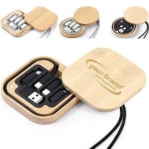 Custom Logo Wood Bamboo Charging Storage Portable Travel Kit
